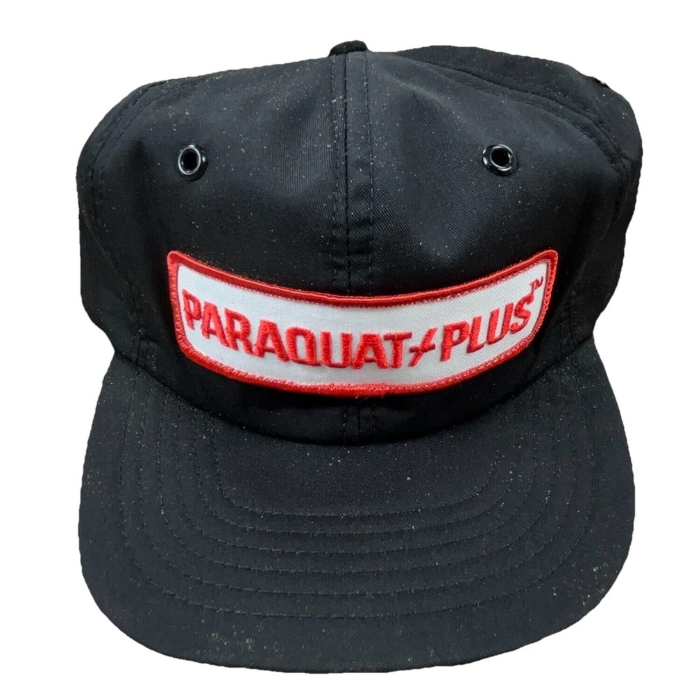 Vintage Farming Trucker Hat Cap Snap Back Black Seed Patch 80s 90s USA‎ Made  L